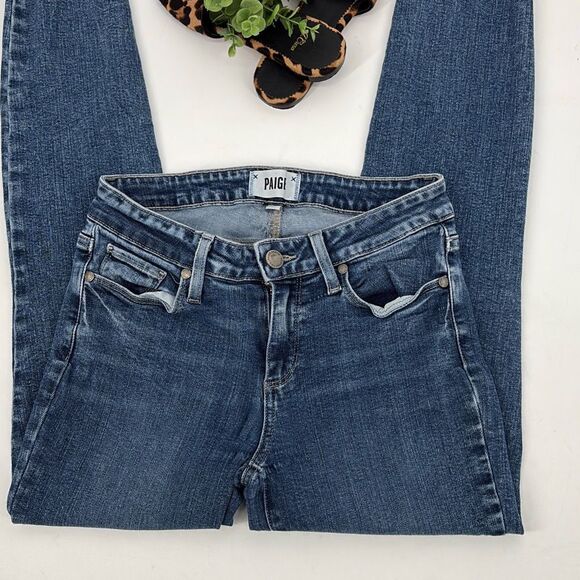 Paige Denim Verdugo Ankle Raw Hem Stretch Mid-Rise Skinny Jeans Cropped Blue 27 - Picture 3 of 13